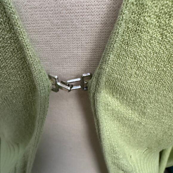 SOLD Vintage Y2K Dbline fitted Cardigan Green Pink Preppy embroidered fairy - Picture 7 of 11